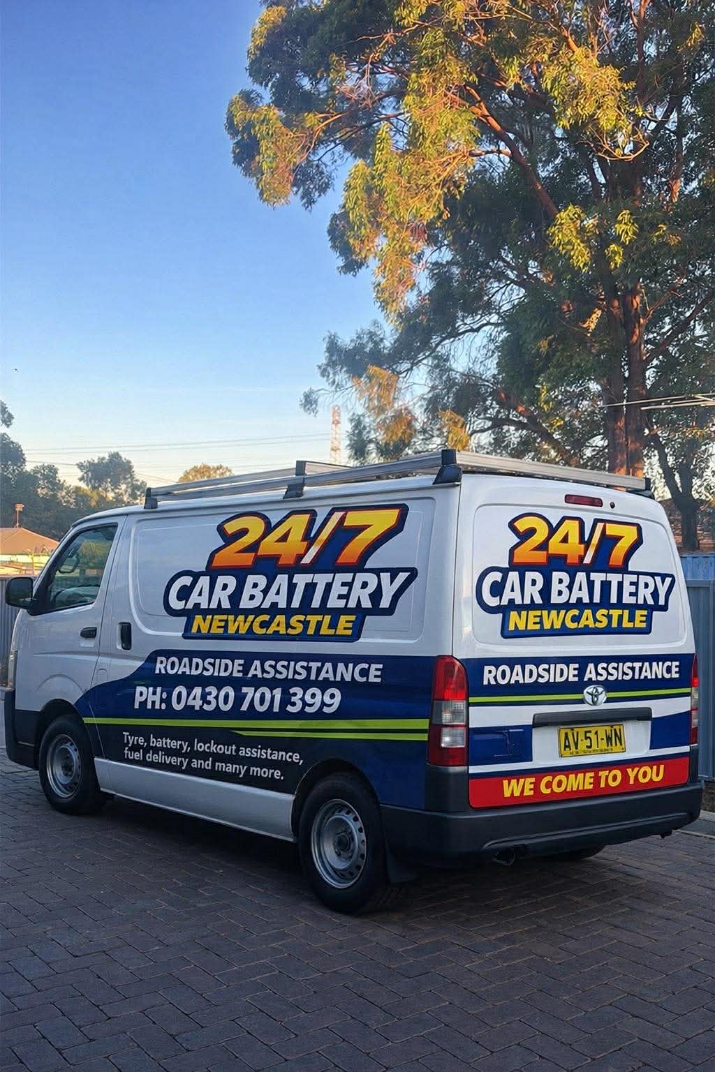 24/7 Car Battery Roadside Newcastle service van